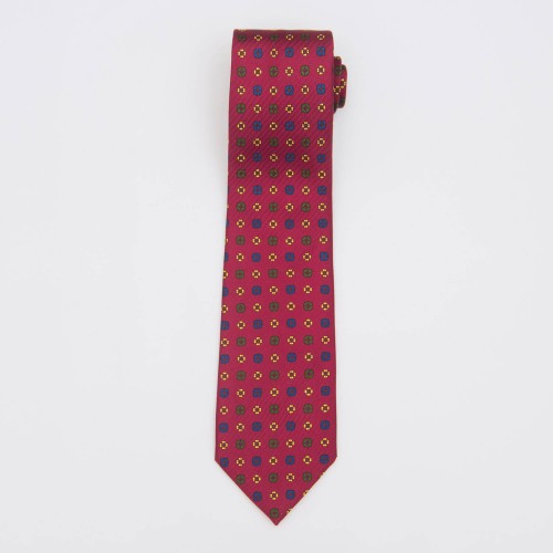 Hand-Printed Silk Tie With...