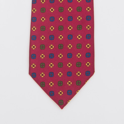 Hand-Printed Silk Tie With...