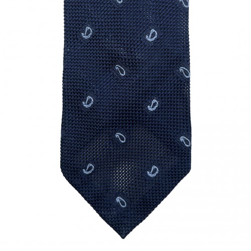 Blue Paisley Design Silk Tie